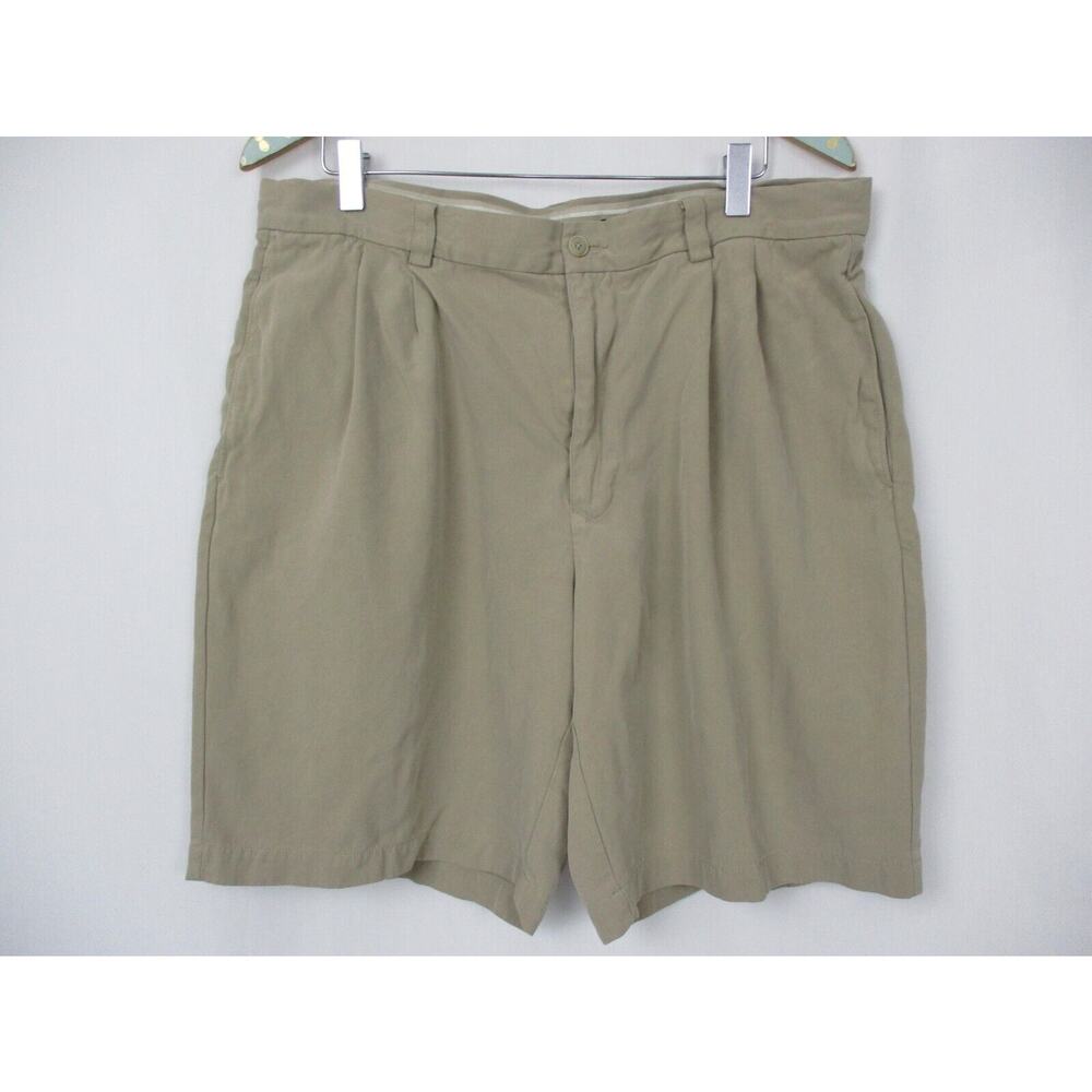 Tommy Bahama Relax Mens Silk Shorts 36x9 Khaki Tan Pleated Casual Coastal